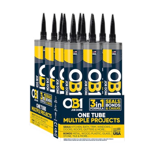OB1 Universal Caulk Sealant & Adhesive Black 10.1oz | Professional Grade Premium All-in-One Advanced Hybrid 3-in1 | Water Resistant Internal & External | Shrink Crack UV & Fade Resistant | 1 Case - color: Black, size: 10.1oz (Pack of 12)