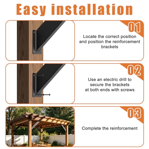 8 Pcs 45 Degree Angle Support Brackets for Pergola,Gazebos - size: 4x4-8Pcs