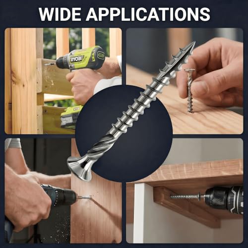QISHENG #10 X 2-1/2" (2.5 inch) 304SS Flat Head Deck Screws, T25, 100 PCS - size: #10X2-1/2"(2.5 inch)