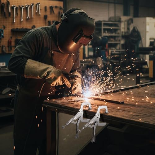 6Pcs C Clamp Locking, 6 Inch Heavy Duty Welding Clamps Pliers Set with Swivel Pads, Vise Grip Clamps for Metalworking, Woodworking, Home Workshop & Professional Repair