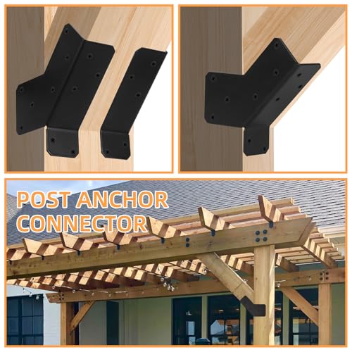45-Degree Angle Bracket, Adjustable Heavy Duty Connector Brace for 2x4, 4x4 Post 45-Degree Pergola Support Brace for Pergola, Gazebo Wood Post 2 Pairs