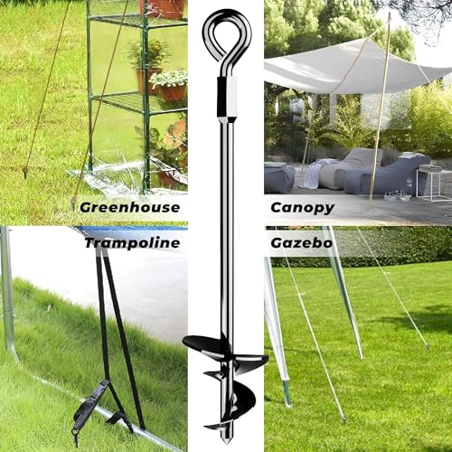 2pcs 15'' Ground Anchors Screw in Tent Stakes - Heavy Duty Earth Anchors - size: 15"