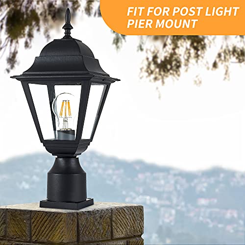 Windben Pier Mount Adapter, Fits 3" Post Light Fixtures, Matte Black