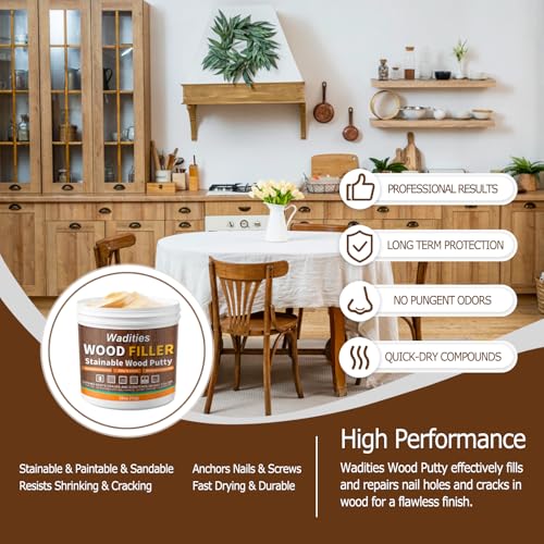 35oz Wood Filler, Natual Wood Putty, Wadities Paintable Stainable Wood Repair Putty, Wood Furniture Repair Kit, Quickly Repair Broken and Defective Wooden Furniture (Natual)