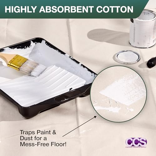 CCS Canvas Drop Cloth for Painting – All Purpose Cotton Duck Cloth Tarp for Curtains, Tablecloths, Backdrops – Washable & Reusable Floor Cover & Dust Sheet for Furniture (12x15 Ft) - size: 12 by 15 Feet