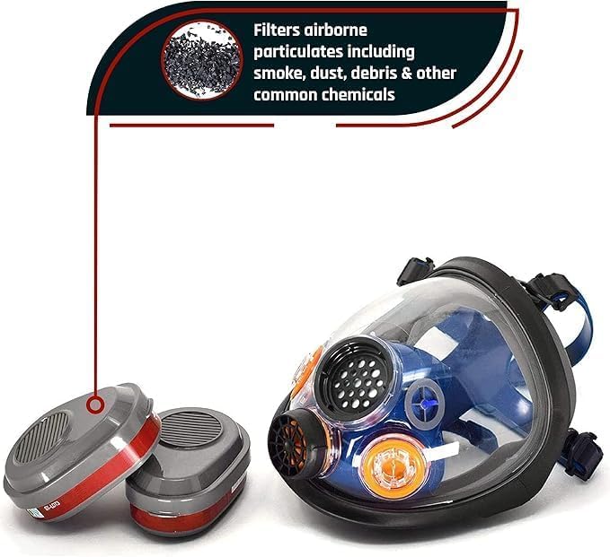 Parcil Distribution Full Face Respirator Mask - Air Purifying, Organic Vapor & Particulate - Industrial Use - CE Tested - color: Pd-101 Light Amber