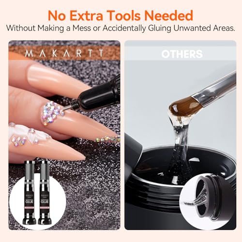 Makartt Nail Rhinestone Glue: Precision Gap Filling Gel with Brush for Gems