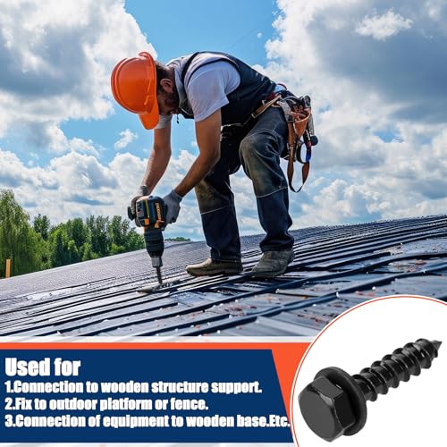 Tandefio 100 Pack 1/2''X 2'' Lag Bolts Screw with Washer Galvanized, Black - size: 1/2''x 2''