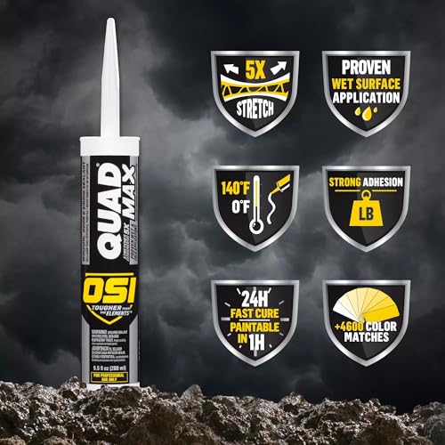 OSI Quad Max Window, Door and Siding Sealant Black 003, 9.5 fl oz Cartridge, Pack of 12 - color: Black