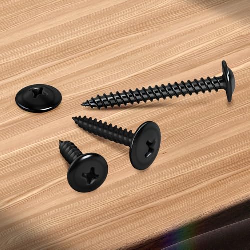 #8 x 1-1/2" Truss Head Fast Self Tapping Screws, Alloy Steel Wood Screws, Black Finish, Full Thread, Screwdriver Bit Included, 100 PCS - color: Black, size: #8 x 1-1/2"