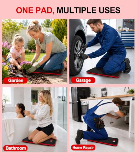Foldable Extra Thick Kneeling pad, 1 Pack, Red,20.4x11.8 in - color: Red & Black