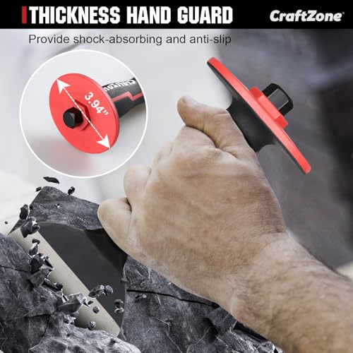 8-Inch Rock Chisel, Masonry Chisel with Protective Handle, Heavy Duty Flat Concrete Cold Stone Chisel for Brick Cutting, Demolition, Sculpting Chipping, and Breaking Mason Tools - size: 8in