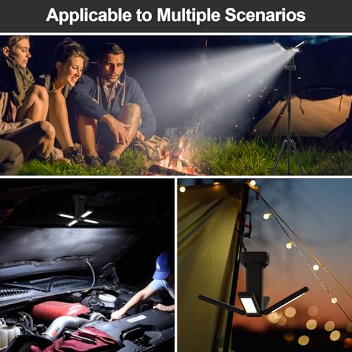 iodoo 13200mAh Rechargeable Solar Work Light with Folding Stand Support and Portable Carrying Bag, 8000 Lumen Stepless Dimmable, 4 Lighting Modes, White/Warm/Warm White (Black(Standard)) - size: Black(Standard)