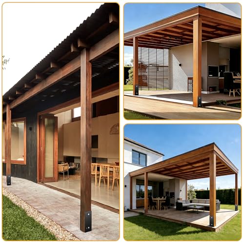 2 Pack Heavy Duty U-Shape Metal Post Base 6"x6" (Actual 5.5"x5.5"), Wet Concrete Post Anchor Holder for Fence, Deck Railing, Pergola, Gazebo, Wood Post Support - size: 6"x6"(Actual 5.5"x5.5")-2p