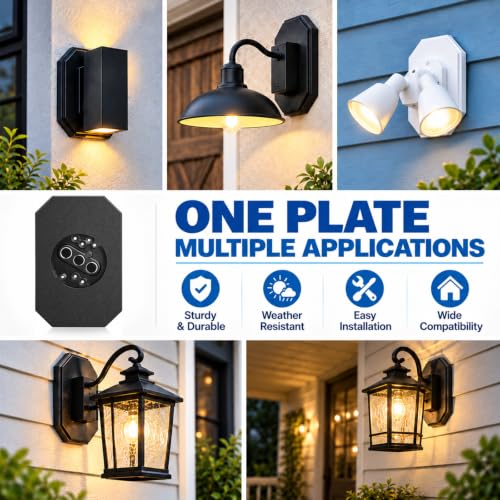 Podoy Vinyl Siding Mounting Block with Built-in Electrical Box (Black) - size: 1, style: Black
