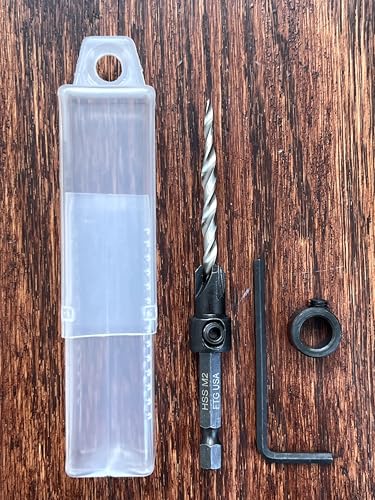FTG USA #10 (3/16") Countersink Drill Bit for Wood with Tapered Drill Bits - size: #10, style: with Depth Stop