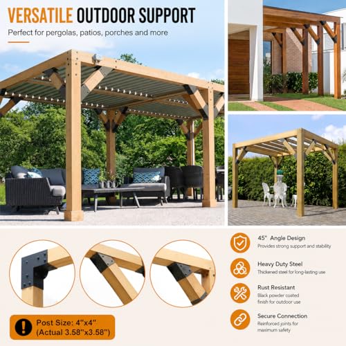 45 Degree Pergola Brackets for 4x4 Lumber, Q235 Steel, 8 Pack - color: Support Brackets--8Pack