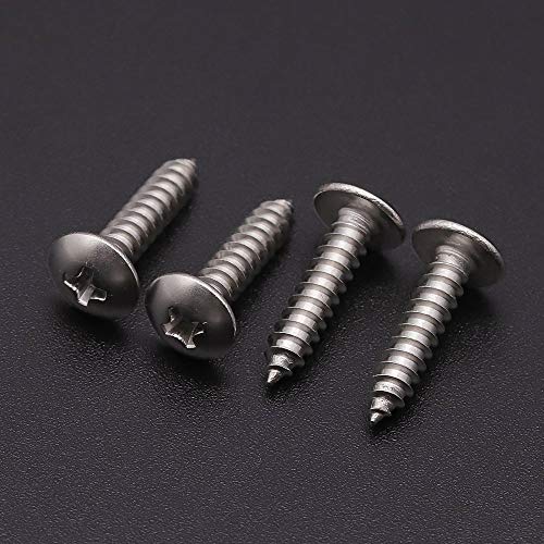 #14 x 1/2" Stainless Steel Truss Head Self Tapping Screws, 304 SS (18-8), Phillips Drive, Corrosion Resistant Screws for Wood, Metal & Sheet Metal Projects, 50 Pack - size: #14 x 1/2"