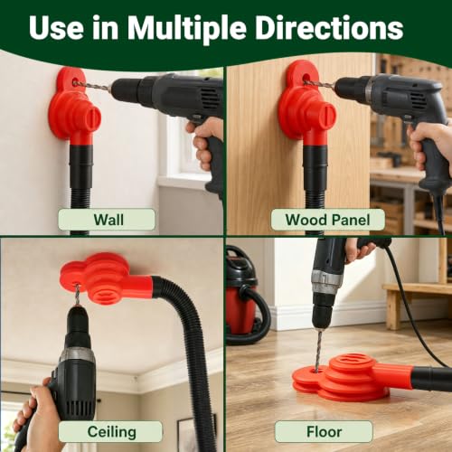 EZ SPARES Drill Dust Collector Attachment for 32mm 35mm 38mm Vacuums, Red