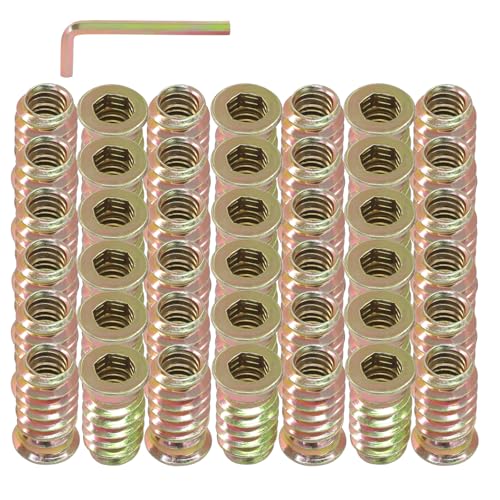 50 Pcs Threaded Inserts for Wood, 1/4"-20 x 20mm - size: 1/4"-20 x 20mm