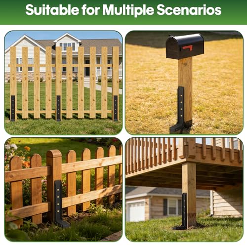 Fence Post Repair Kit 1 Pack, 8mm Double-Layer Post Anchor for Wood Posts
