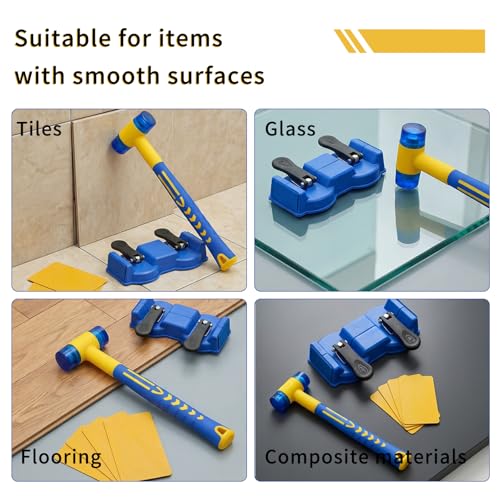 Floor Gap Fixer Tool, 2PCS Double-Head Vacuum Suction Cup Repair Tool, Durable Hammer and 5pcs Sticky Pads, for Laminate, Vinyl, Wood & Tile Flooring