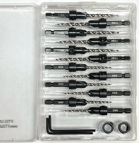 FTG USA Countersink Drill Bit Set 6 Pc #6, 6 Pc #8, Tapered Drill Bits - size: #6#8, style: Same Sort 6 Pc