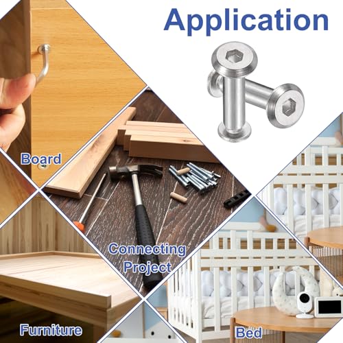 PATIKIL M4x4mm Hex Chicago Screws 5x6mm, 20Pcs 304 Stainless Steel Metric Hex Drive Socket Cap Binding Post Screw Posts for Scrapbook Leather Belt Album Furniture Repair, Silver - size: M4x4mm, 5x6mm