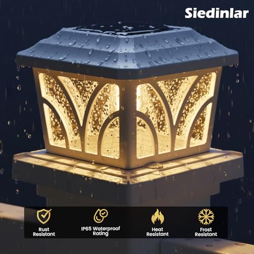 SIEDiNLAR Solar Post Cap Lights Outdoor Aluminum Glass 2 Modes 4 Pack White - color: White, size: 4 Pack