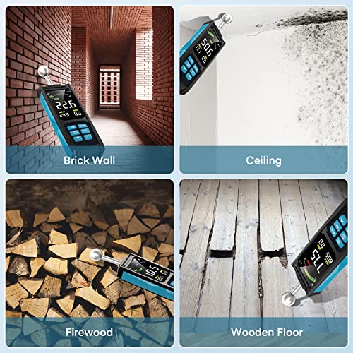 DURFICST Pinless Moisture Meter, Moisture Reader for Plaster Walls, Masonry, Concrete, Drywall, Wood - color: azure