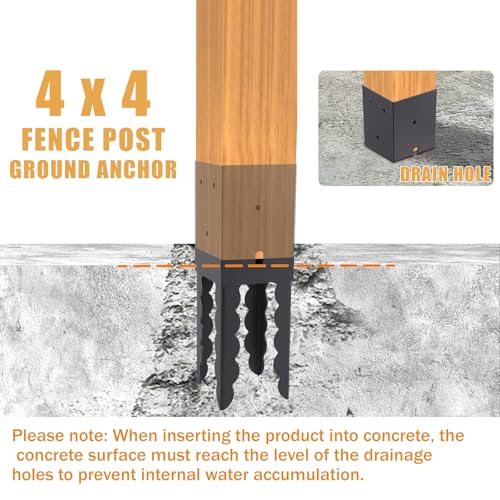 4x4 Post Base Holder Ground Spike, 6 Pcs (Actual 3.6"x3.6") - size: 6 Pieces