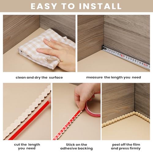 Leinuosen Flexible Bead Molding Trim Peel and Stick Wood 10ft /15 mm - color: Wood, size: 10ft /15 mm