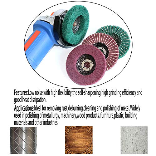 FPPO 5Pcs 4.5" x 7/8" Nylon Fiber Flap Disc Polishing Grinding Wheel,Scouring pad Buffing Wheel for Angle Grinder, Polishing Tools (Grit 240) - style: grit 240