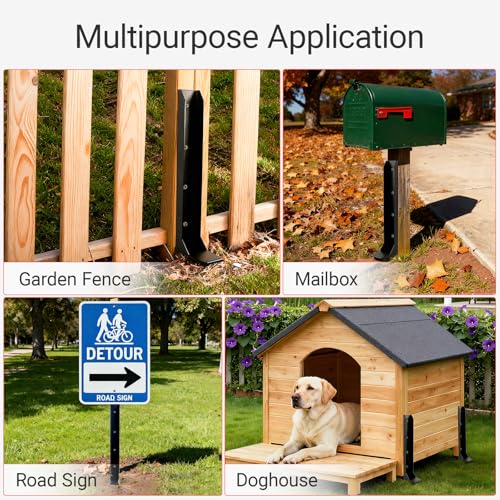 Fence Post Repair Kit, Fix Broken 4x4/6x6 Wood Post 4 Pack One-Piece Design - color: 4 Pack, size: One-Piece