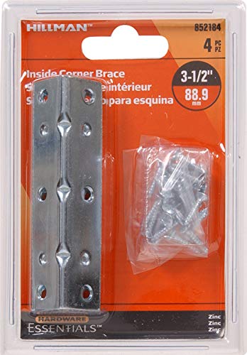 Hillman 852184 3-1/2 x 3/4" Inside Corner Brace - Zinc Plated 4-Pack