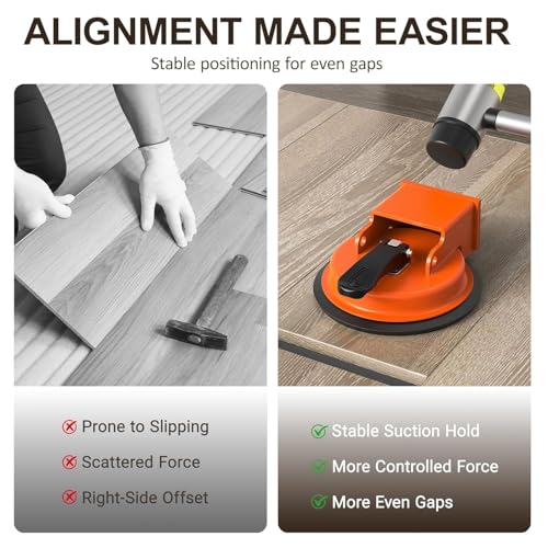Floor Gap Fixer Tool – Heavy-Duty Laminate Flooring Repair Tools for Wood and Vinyl Planks, Carbon Steel Floor Suction Cup Tool with Rubber Pad, Adjustable Height Seam Puller