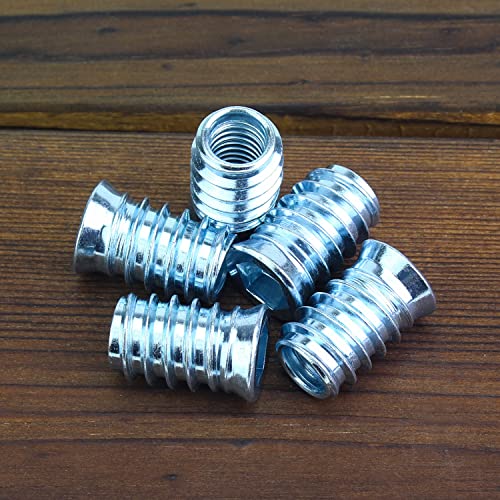HELIFOUNER 15 Pieces 3/8”-16 x 25mm Threaded Inserts with Hex Wrench for Wood Furniture, 3/8-16 Threaded Inserts, Wood Inserts, Blue Zinc Plated Carbon Steel Threaded Inserts for Wood Furniture Screw - size: 3/8"-16 x 25mm