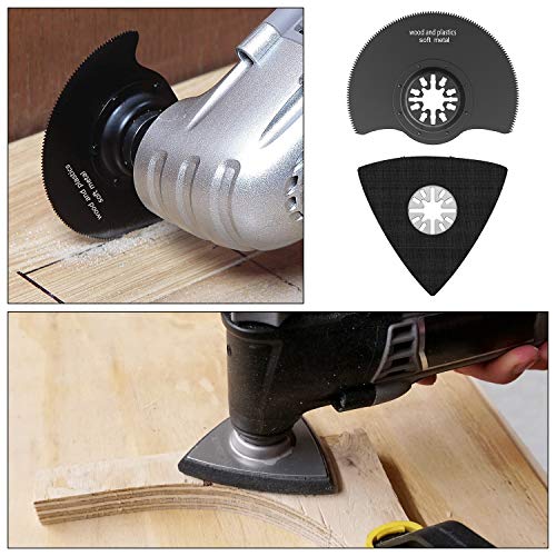 100 Pieces Oscillating Saw Blades, Multi Tool Blades Kits with Sandpaper for Wood, Metal Cutting, Quick Release Tool Blades Kits Fit for Multimaster Rockwell Fein Bosch Task Ryobi
