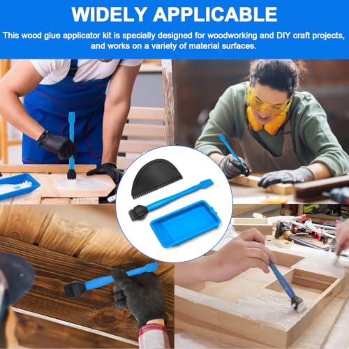 Wood Glue Applicator Kit Includes Silicone Glue Brush, Tray & Spreader