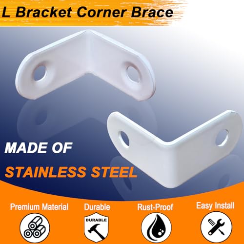20PCS Small White L Brackets 1.2x1.2inch Corner Braces