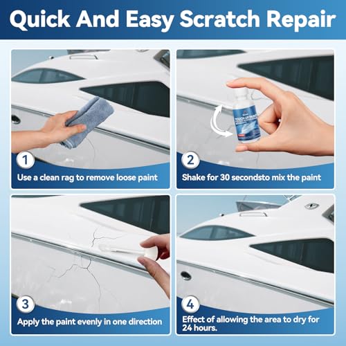 SENVEN Boat Paint Touch Up Pen High-Gloss Boat Scratch Repair Marine Topside Bottom Enamel Marine Repair for Boats, Wood, Fiberglass, Aluminum, Metals Black White 30ml - color: White