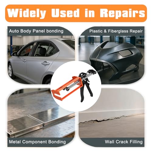Epoxy Gun Dual Cartridge 200 ml / 215 ml (1:1 & 2:1), Manual 2 Part Epoxy Gun for Panel Bonding Adhesive, Fillers, Structural Epoxy, Plastic & Fiberglass Repair - size: 200ML/215ML(1:1&2:1)