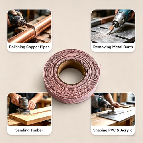 240 Grit Hook & Loop Plumber's Open Mesh Sanding Cloth Roll 1" x 5.5 Yard - size: 240 #