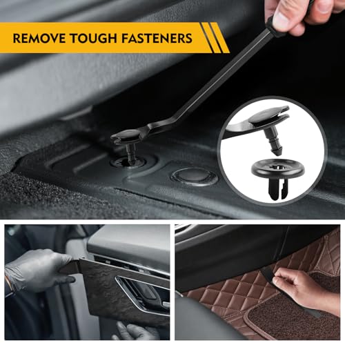 Auto Trim Removal Tool Kit, 5-Piece No Scratch Plastic Pry Tool Set for Car Door Panel & Dashboard - Professional Trim Tools Automotive with Clip Fastener Remover, Scratch-Resistant - Black