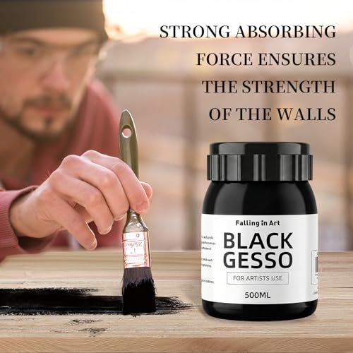 Falling in Art 16.9 Oz Black Gesso Primer for Acrylic &Oil Painting - color: Black
