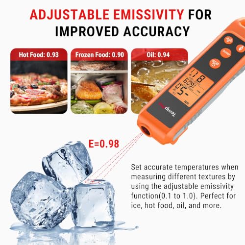 TempPro TempScan 2-in-1 Infrared Thermometer Gun with Meat Probe - style: IR Thermometer with Meat Probe