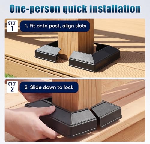 4-Pack Aluminum 4x4 Deck Post Base Cover, Split Post Trim Black - color: Black Minimalist Style