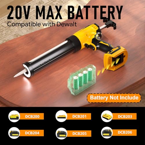 Cordless Caulking Gun Compatible with DeWalt 20V Max Battery (Tool Only) 10oz Electric Caulking Gun with Anti-Drip, 6-Speed,LED Light – Ideal for Sealing, Filling & Repairing Windows, Bathrooms