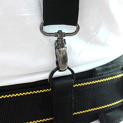 MELOTOUGH 2-Inch Padded Tool Belt with 4 D-Rings Heavy Duty Double Metal Roller Buckle, Adjustable 29"-46" Waist, Comfort Foam Padding for Construction, Electrician, Carpenter (Black & Yellow, S/M) - size: s/m