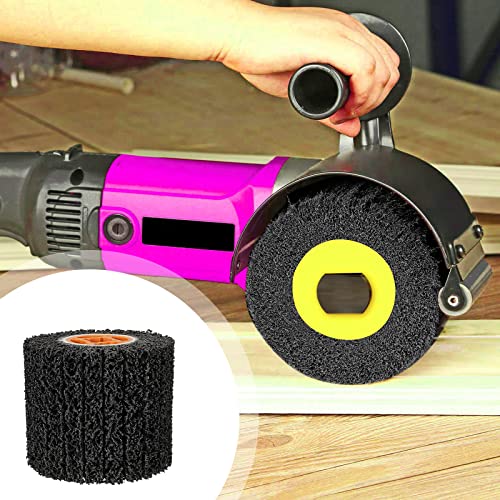 JOIKIT 4.5 x 4 Inch 40 Grit Abrasive Drawing Wheel, 3/4 Inch Wire Polishing Burnishing Wheel Roller Abrasive Drum Paint Rust Remover Conditioning Tool for Wood Metal Paint Surface Hand held Polishing